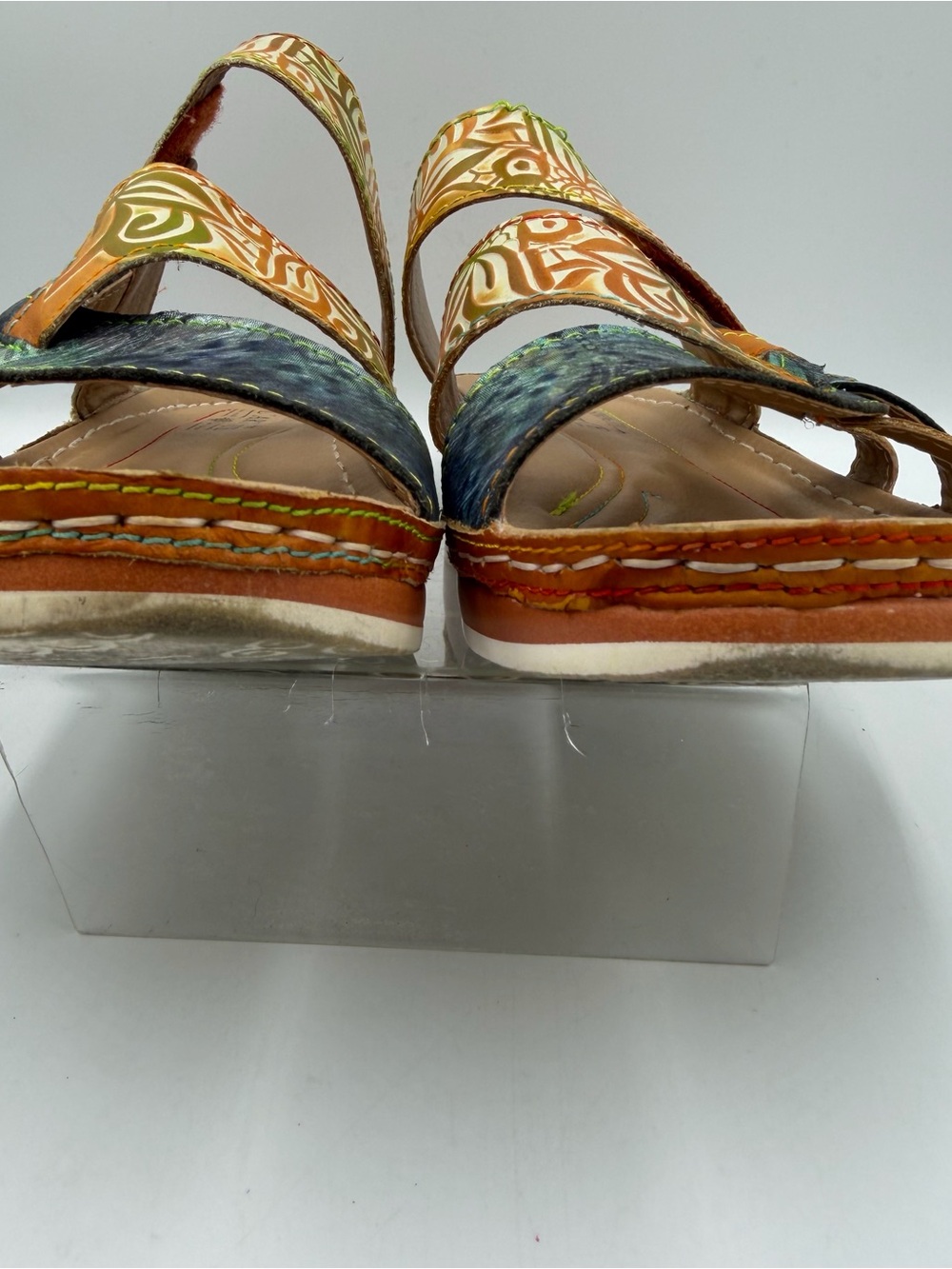 L'Artiste by Spring Step Caiman Slide Sandal Womens US 9 EU 40 Leather Tropical - Picture 3 of 11